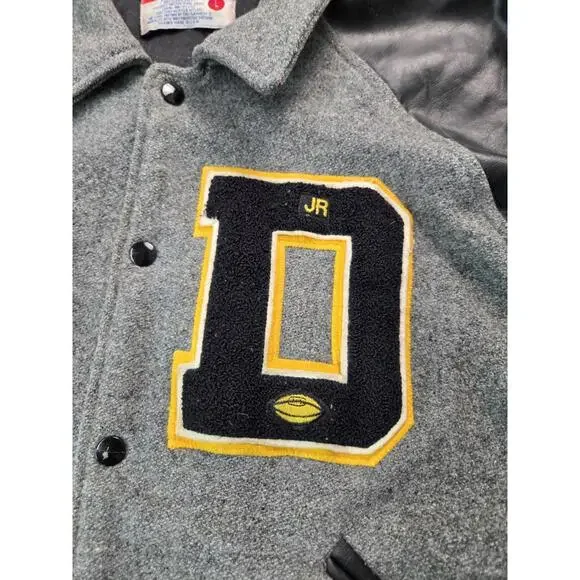 Awards USA Vintage Wool Leather D Jr Football Varsity Letterman Jacket Men Large - Picture 3 of 7